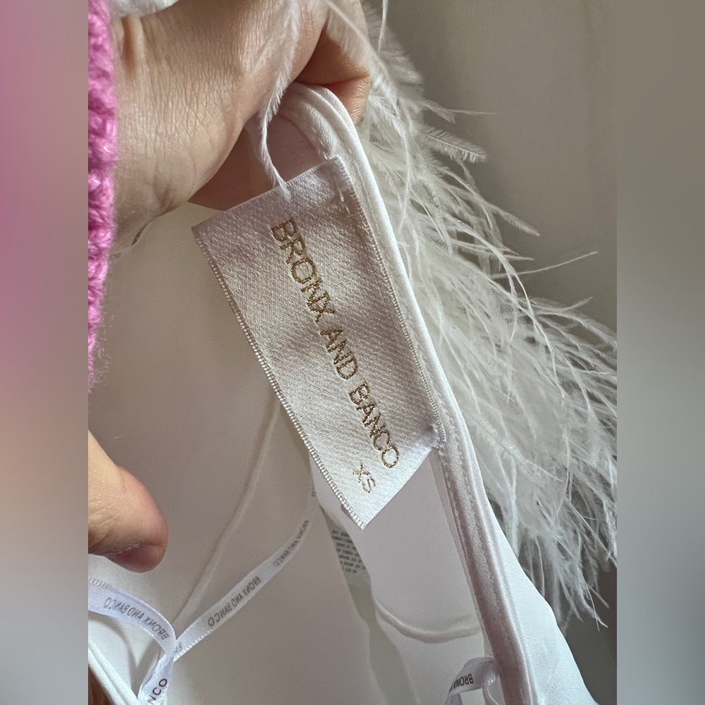 Bronx & Banco White Madeline Halter Neck Ostrich Feather Backless Gown XS NWOT - Picture 12 of 17